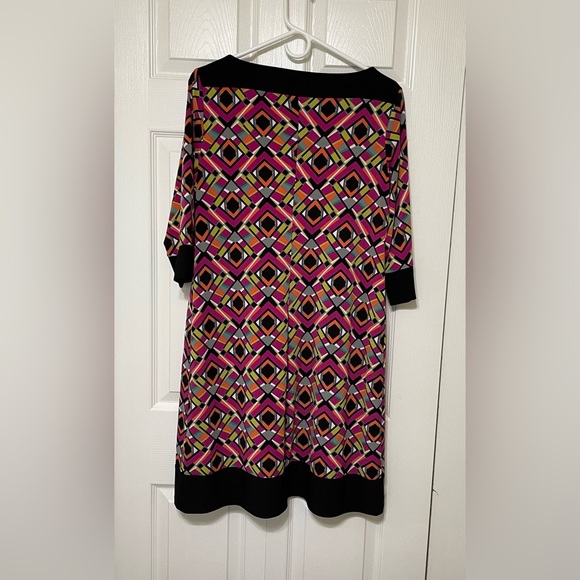 Emma & Michele Pink and Black Sheath Dress with Crew Neck - Picture 2 of 9